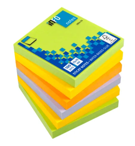 Info Sticky Notes, Assorted Colors, 3 x 3 in
