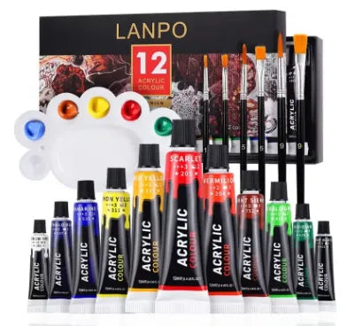 LANPO Acrylic Paint Set, 12 Tubes x 12ml