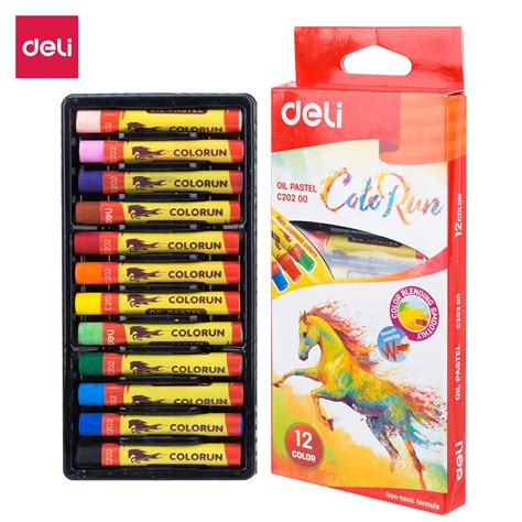 Deli C20200 Oil Pastels, 12 Colors