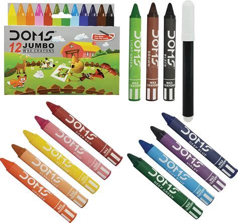 Doms Jumbo Wax Crayons, 12 Colors